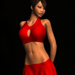 Girl in red clothing